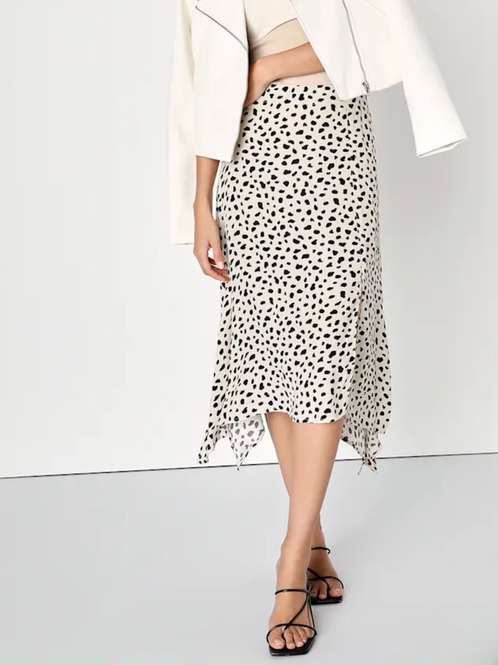 Cream Cheetah Print Midi Skirt Beige - Size S